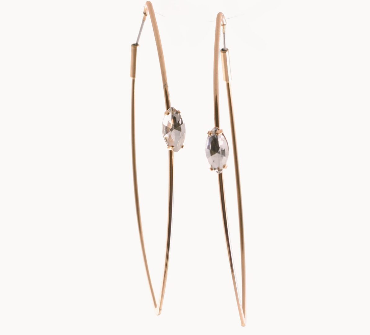 Elegant gold earrings with a delicate crystal accent.