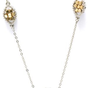 Gold and silver chain necklace with two unique beaded ends.