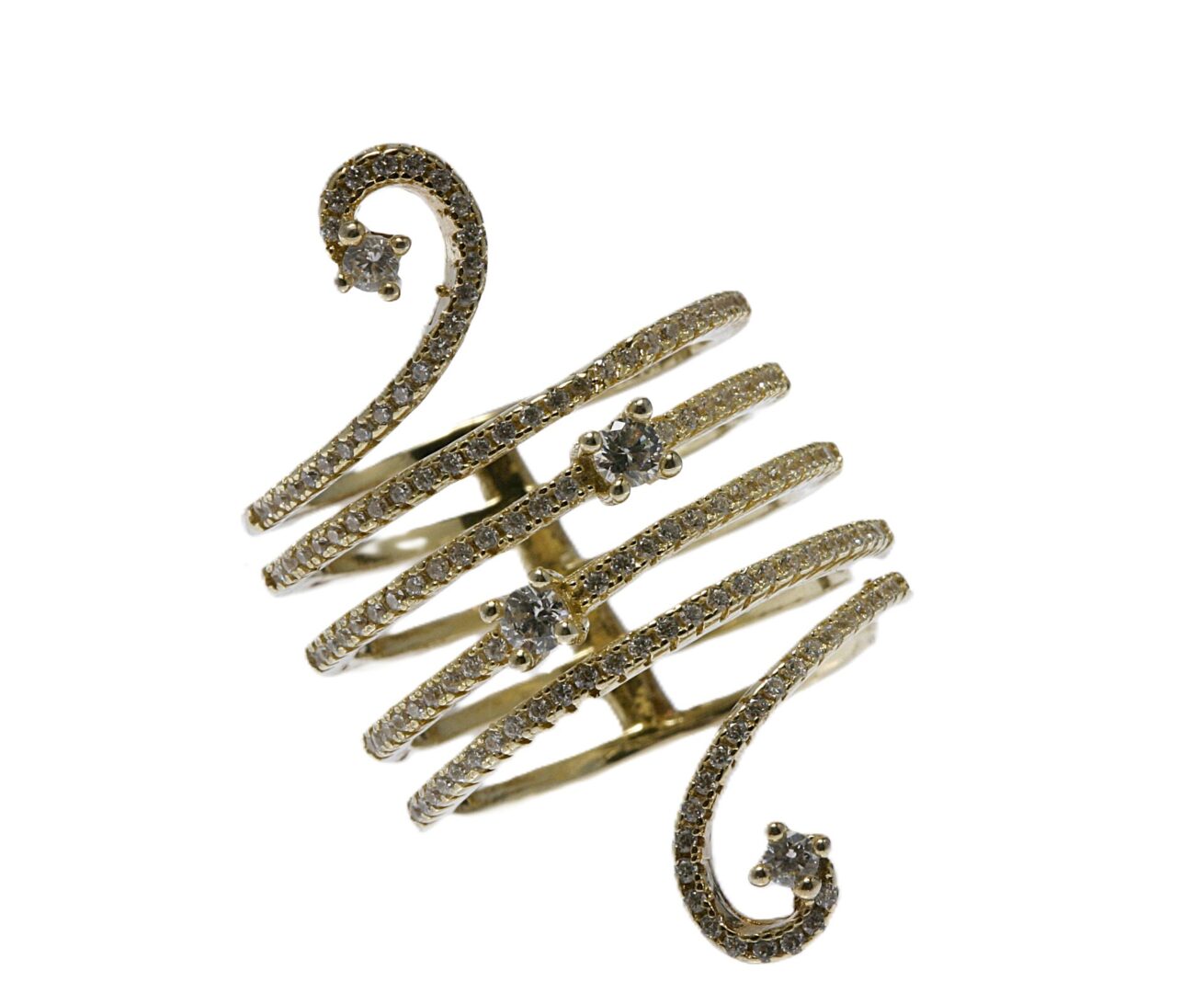 Antique gold bracelet with intricate spiral and floral designs.
