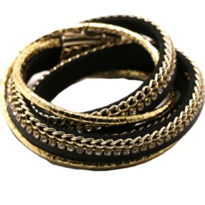 A stylish black and gold chain bracelet.