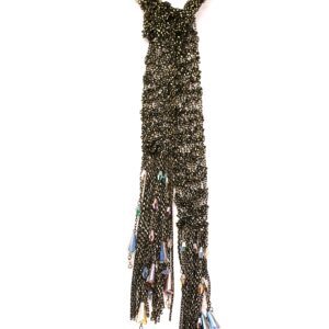 A long, braided rope or cord with tassels at the end.