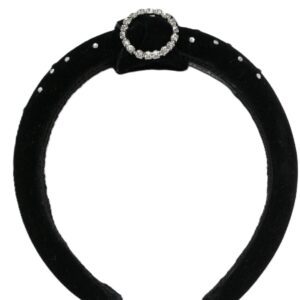 Black velvet headband with a decorative circular jewel accent.