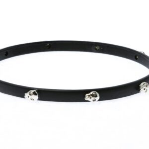 Black leather choker with silver skull studs.