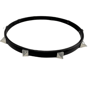 Black choker necklace with silver pyramid studs.