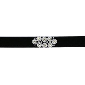 Black velvet choker with a central cluster of sparkling rhinestones.