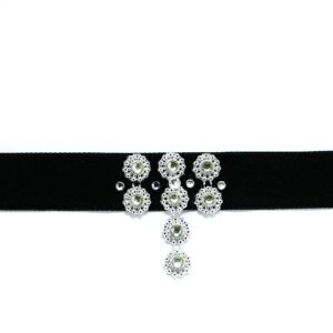 Black velvet choker with sparkling silver and rhinestone centerpiece.